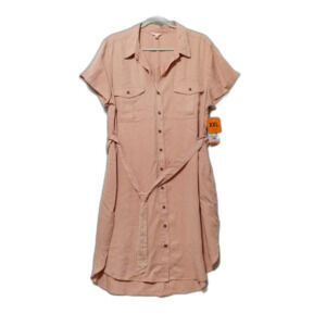 NWT Teddi Rose dress Womens XXL terracotta peach 100% Tencel button front belted